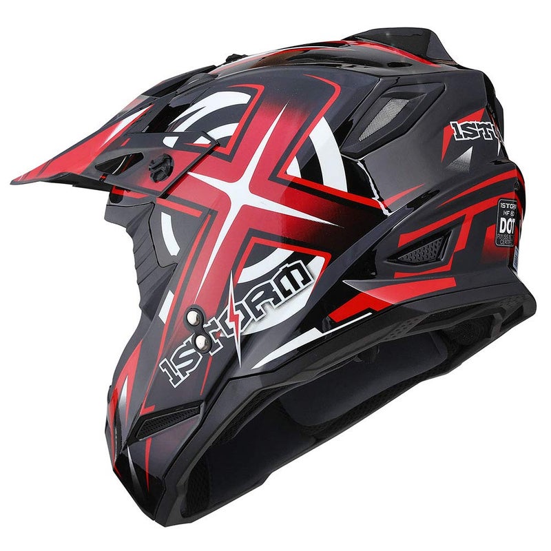 1Storm Adult Motocross Helmet BMX MX ATV Dirt Bike Four Wheeler Quad Motorcycle Full Face Helmet Racing Style: HF801 Sonic Red - Image 5